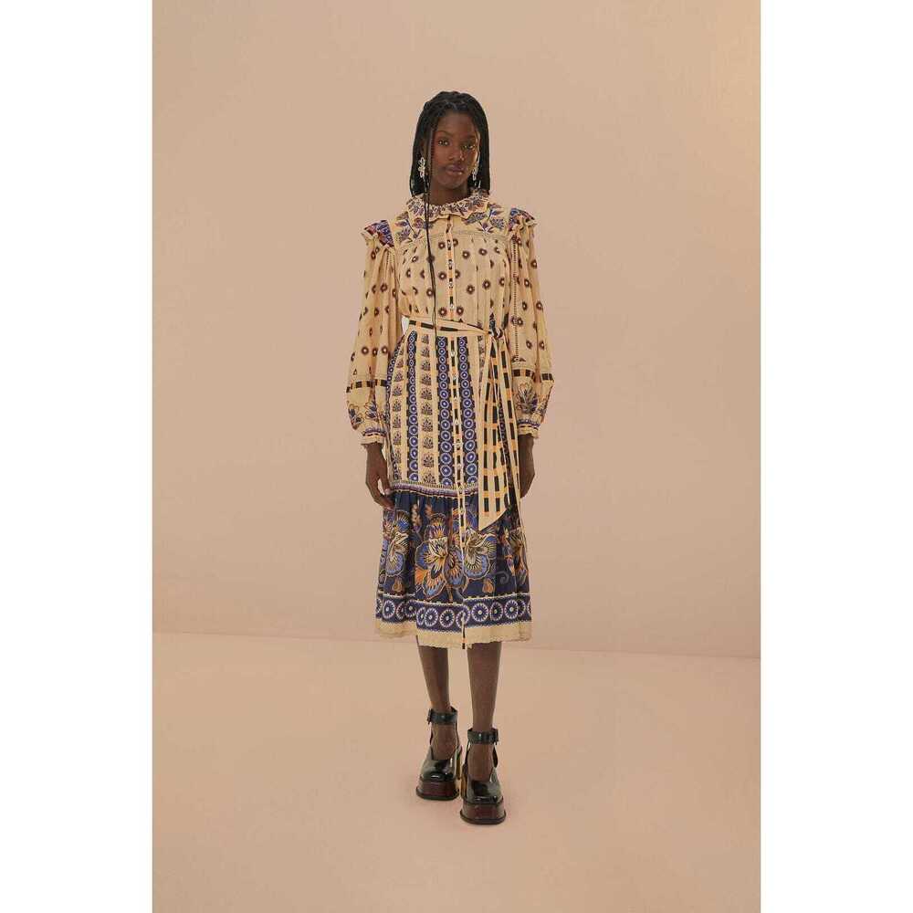Farm Rio Cream Ainika Maxi Floral Midi Dress